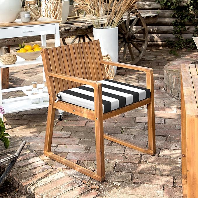 LVTXIII Outdoor Chair Cushions 18.5"x16"x2" Pack of 4, Water-Repellent Square Corner Memory Foam Seat Cushions with Ties for Garden Patio Furniture, Cabana Black