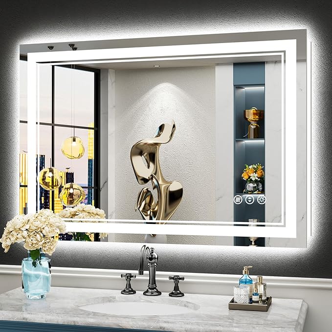 40x28 LED Bathroom Mirror with Lights, Backlit and Front Lit Anti-Fog Lighted