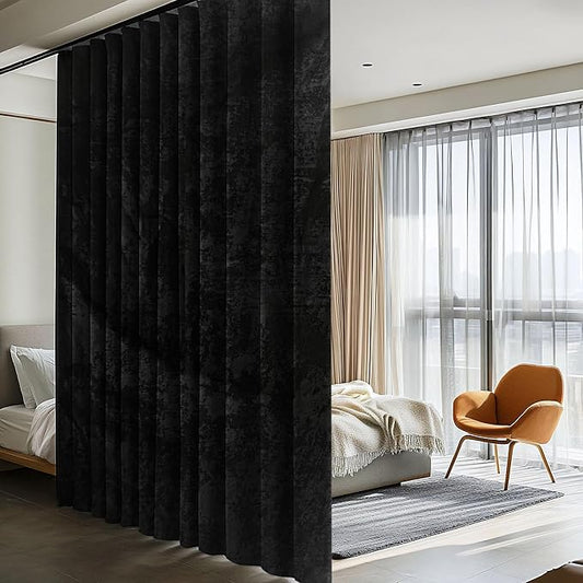 Room Divider Curtains for Ceiling Track Rod, 100% Blackout Ceiling Track