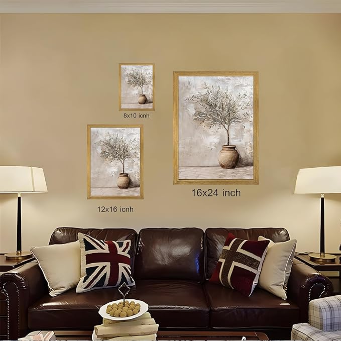Vintage Olive Tree Canvas Wall Art, Farmhouse Aesthetic Oil Painting, Rustic