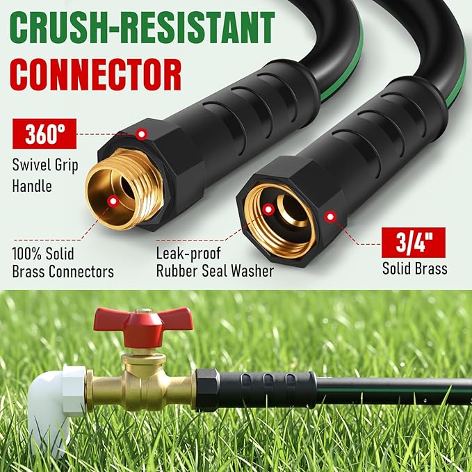Heavy Duty Garden Hose 95ft, NON-EXPANDABLE Flexible Water Hose, Kink Resistant Lightweight Hybrid Hose, Leakproof Hose Male to Female Fittings