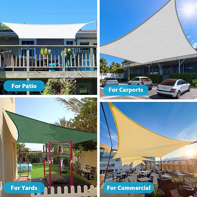 Amagenix Sun Shade Sail 16X26 Curved Edge Outdoor Shade Canopy Turquoise Mixed Breathable 95% UV Block Shade Cloth for Patio Garden Backyard (We Make Custom Size)