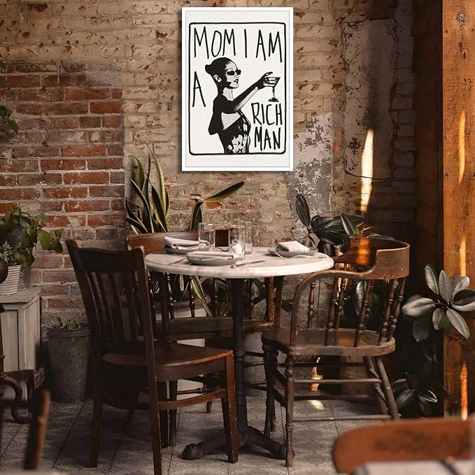 Liyark Mom I Am A Rich Man Aesthetic Retro Music Goblet Poster Feminist canvas
