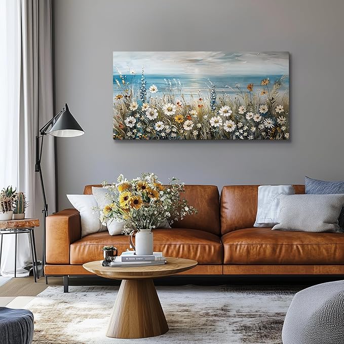SERIMINO Large Wall Art for Living Room, Coastal Landscape Wall Decor, Beach