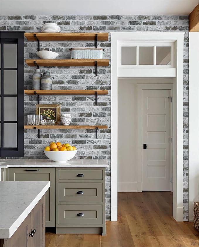 Guvana Grey Brick Wallpaper Peel and Stick Wallpaper 3D Vintage Brick Contact
