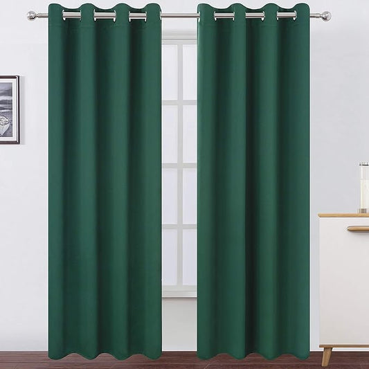 LEMOMO Dark Green Blackout Curtains/52 x 84 Inch Long/Set of 2 Curtain