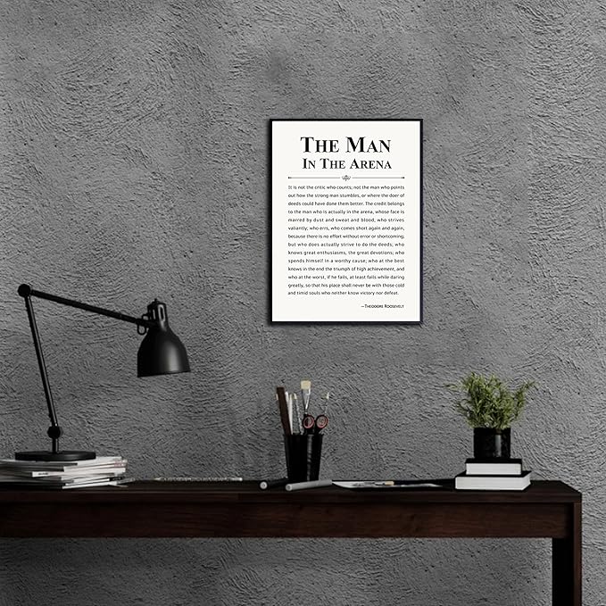 Howwii Inspirational Wall Art Office Decor The Man in the Arena Motivational