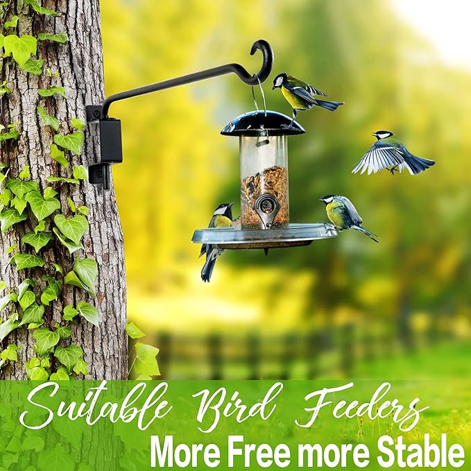 Qiang Ni Plant Hanger Outdoor: 12 Inch Bird Feeder Bracket for Garden Patio Decor - 2 PCS Swivel Adjustable Wall Mount Plant Hook for Hanging Flower Baskets