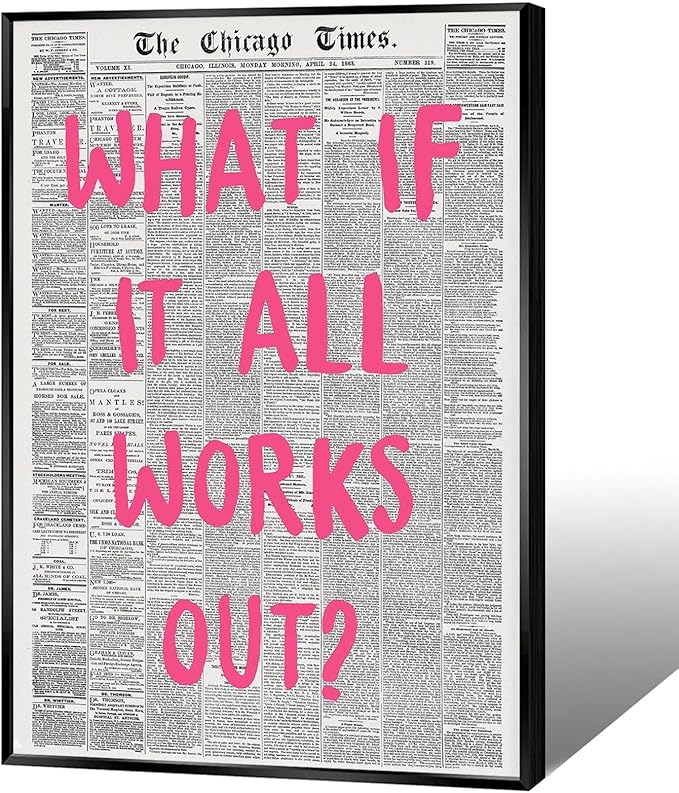 Liyark Retro Trendy Newspaper Canvas Wall Art 'What If All Works Out' Poster