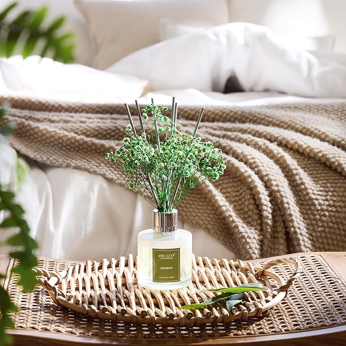 Airkeep Reed Diffuser Set - 3.38 fl oz(100ml) Bamboo Scent Diffuser Home Fragrance Diffuser Set Includes 8 Reed Diffuser Sticks,Home Decor & Office Decor, Fragrance and Gifts