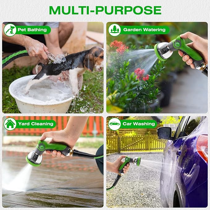 25 ft Garden Hose - Lightweight, Super Flexible, Non-Expanding, Kink-Free, Ideal for Yard Outdoor Use (Black-Green, 25 FT)