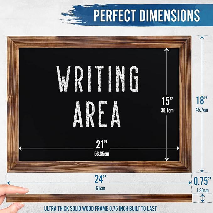 HBCY Creations 18" x 24" Torched Brown Solid Wood Frame Wall Chalkboard