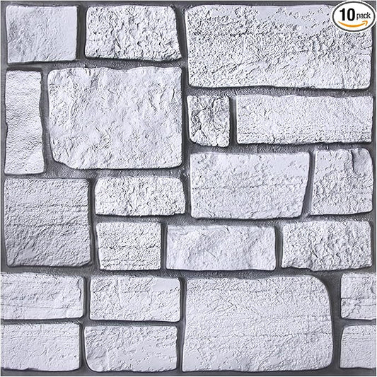 COMSTICKC 3D Faux Stone Wall Panel, Peel and Stick Tiles, Self-Adhesive PVC