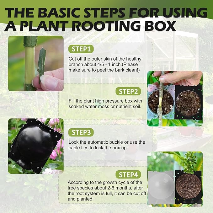 Tree Root Growing Box, Air Layering Pods Propagation Kit, Reusable Half Transparent Plants Asexual Reproduction Grafting Ball with Zip Ties for Fast Propagation Plants (12 pcs Medium)