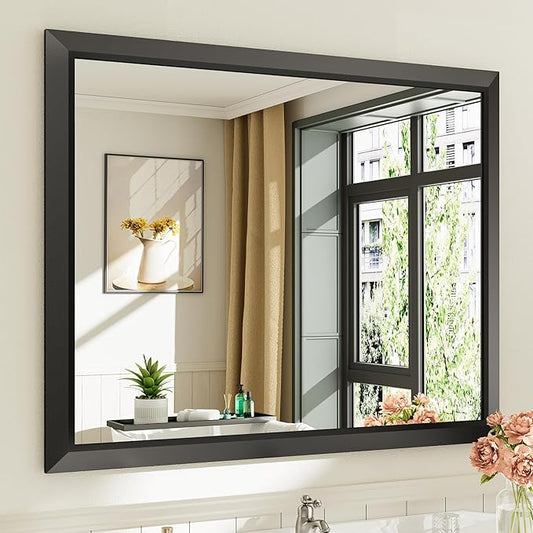 Briivue 40x32 Inch Black Bathroom Mirror