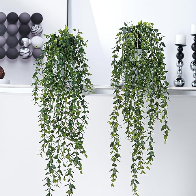 Artificial Hanging Plant 2 Pcs Faux Plant Ivy Vine Faux Eucalyptus Vines Fake