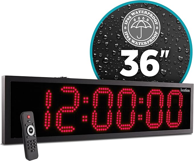 Ivation Oversized 36" Outdoor Waterproof Digital Clock, Auto Time Sync