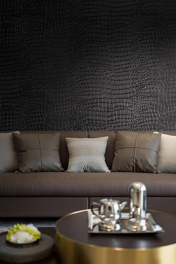 Peel and Stick Wallpaper Black Crocodile Wall Paper Modern Textured