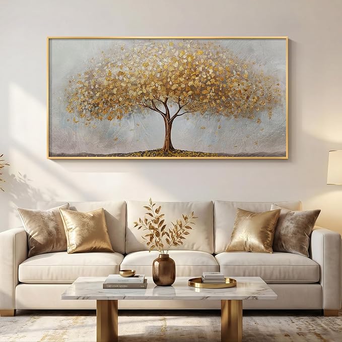 Large Framed Tree of Life Gold Wall Art