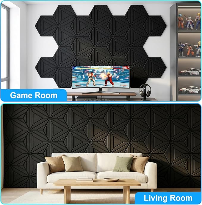 12 Pack Hexagon Acoustic Panels, DIY Sound Proof Foam Panels
