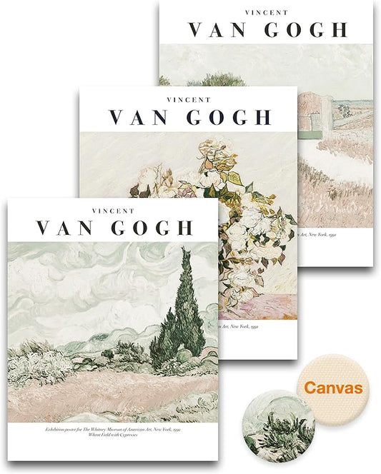HesenDot Unframed Vintage Van Gogh Exhibition Posters Set of 3, French Country