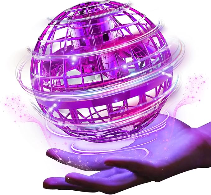 Ciniffo Flying Orb Ball Toy 2025 â Light Up Hand Controlled Boomerang Spinner Mini Drone Toy, Hover Cosmic Globe Ball, Cool Christmas & Birthday Gift for Girls Boys Teens Ages 6+ (Purple)