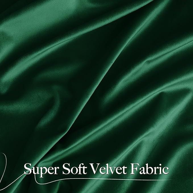 NICETOWN Emerald Green Velvet Curtains 96 inches Long, Home Decoration Thermal