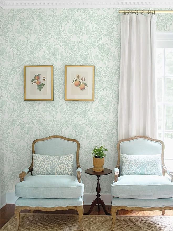 Ismoon Floral Wallpaper Peel and Stick Sage Green Contact Paper Boho Vintage