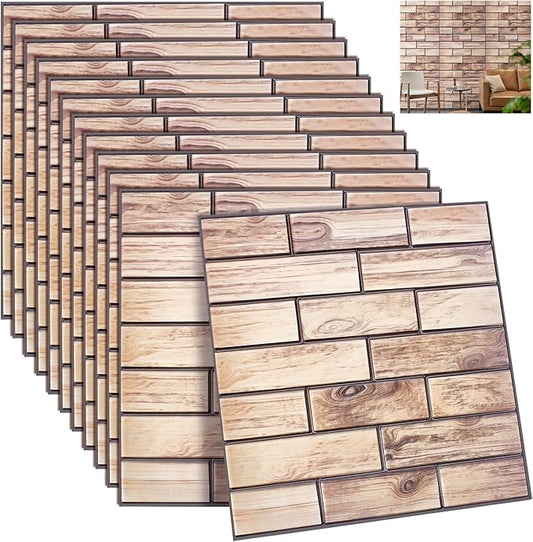12PCS 3D Wall Panels Peel and Stick Foam Faux Brick Wall Panels, Self-Adhesive