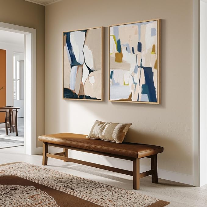 Large Framed Neutral Abstract Wall Art