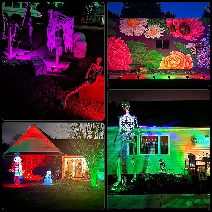 WELALO Solar Color Changing Spot Lights Outdoor, Waterproof Solar Halloween