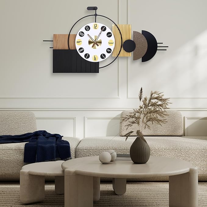 Luxury Modern Wall Clocks-Large Geometric Dial Wall Clock Battery Operated