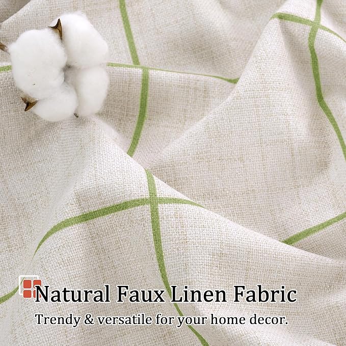 Lajode Sage Green Plaid Curtains Pattern Printed 90 Inches Long