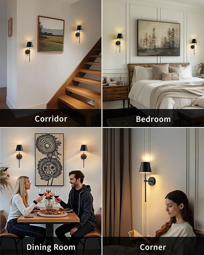 KDG Cordless Wall Sconces Set of 2, Wireless 5200mAh Rechargeable Battery LED
