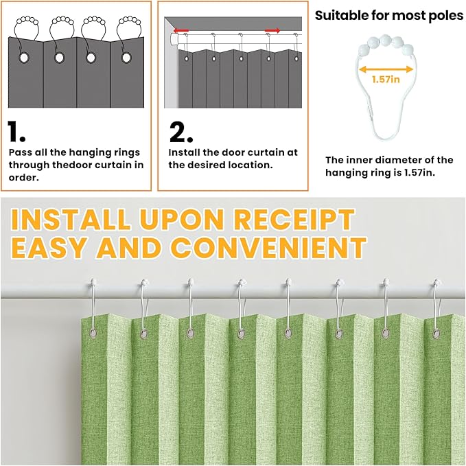 AJAZZ 100% Blackout Magnetic Door Curtain Accordion Doors Interior Folding