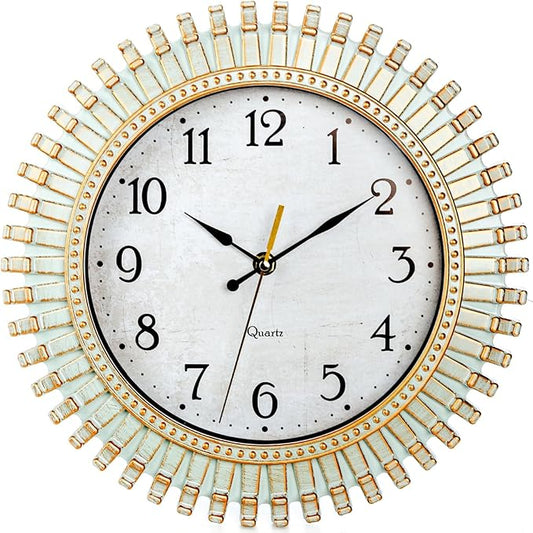 Noamus 12" Retro Wall Clock, Silent Non-Ticking Round Clock, Aqua Battery