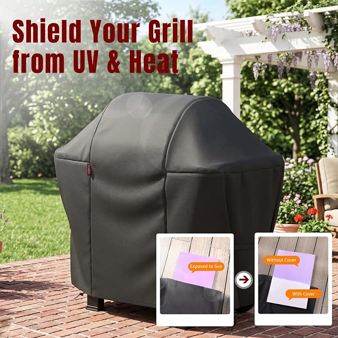 SHINESTAR 48 Inch Grill Cover for 45-48" 2-3 Burner Gas Grills, Heavy Duty Oxford Fabric BBQ Cover Waterproof UV Protection, Windproof with Magic Tape & Drawstring Bottom