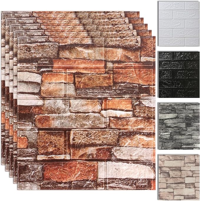 10PCS 3D Wall Panels Peel and Stick Foam, Self-Adhesive Decorative 3D Brick
