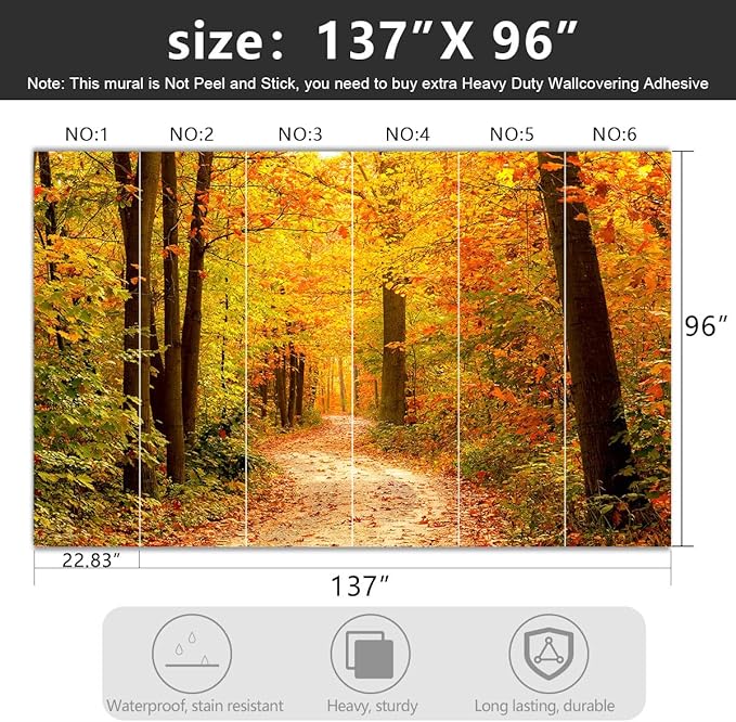 -Autumn Gold Forest Jungle Tree Fabric Wallpaper Living Room Bedroom Bathroom
