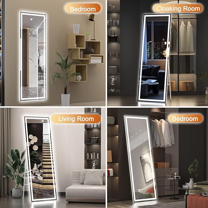 Hasipu Full Length Mirror with Lights, Full Body Dressing Standing, Hanging