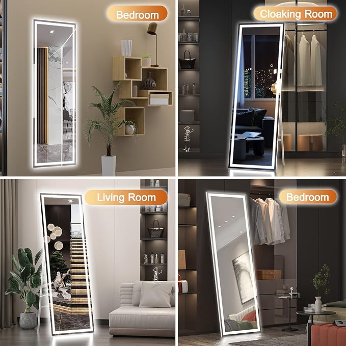 Hasipu Full Length Mirror with Lights, Full Body Dressing Standing, Hanging