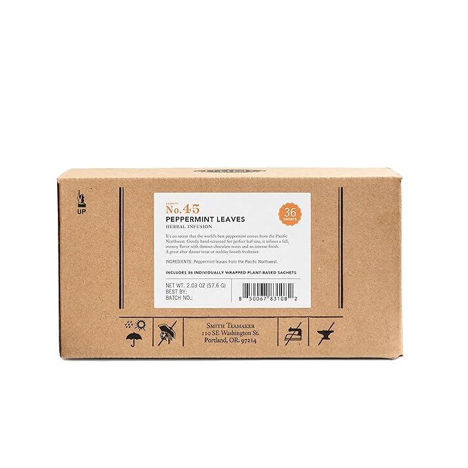Steven Smith Teamaker Peppermint Leaves No. 45, Herbal Tea, Caffeine-Free, Sugar-Free, Sustainably Grown, Tea Bags, 36 Sachets, 0.78oz each