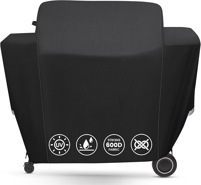 QuliMetal Grill Cover for Traeger Ironwood 885 Wood Pellet Grill, BAC513, Heavy Duty Premium Waterproof Fade Resistant Outdoor BBQ Grill Cover with Elastic Drawstrings, Full Length, Black