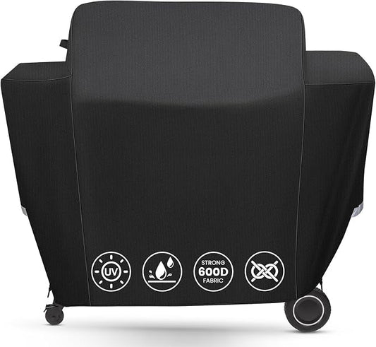 QuliMetal Grill Cover for Traeger Ironwood 885 Wood Pellet Grill, BAC513, Heavy Duty Premium Waterproof Fade Resistant Outdoor BBQ Grill Cover with Elastic Drawstrings, Full Length, Black