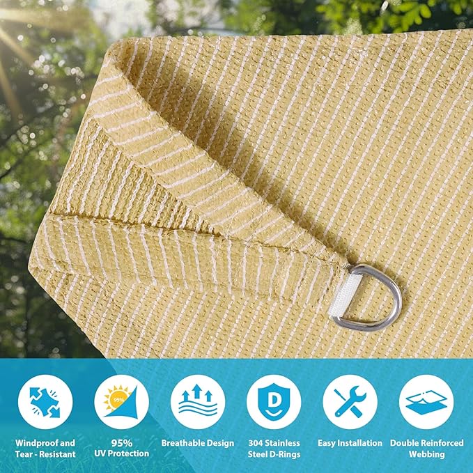 Amagenix Sun Shade Sail 10X28 Curved Edge Outdoor Shade Canopy Beige Breathable 95% UV Block Shade Cloth for Patio Garden Backyard (We Make Custom Size)