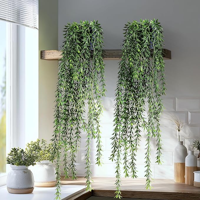 Artificial Hanging Plant 2 Pcs Faux Plant Ivy Vine Faux Eucalyptus Vines Fake