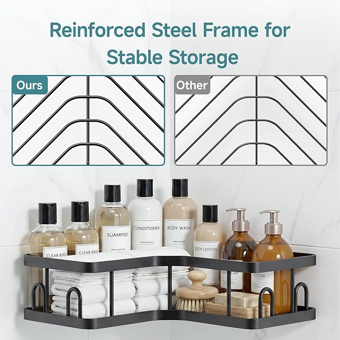 Veken Corner Shower Caddy 5-Pack, Advanced Rustproof Design, No Drilling