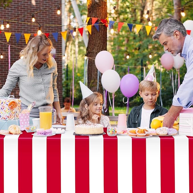 Kochorie 100 Ft x 54 Inch Red & White Striped Tablecloth Roll