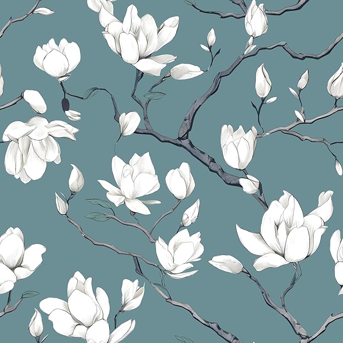Laatse Blue and White Wallpaper Peel and Stick Vintage Floral Contact Paper