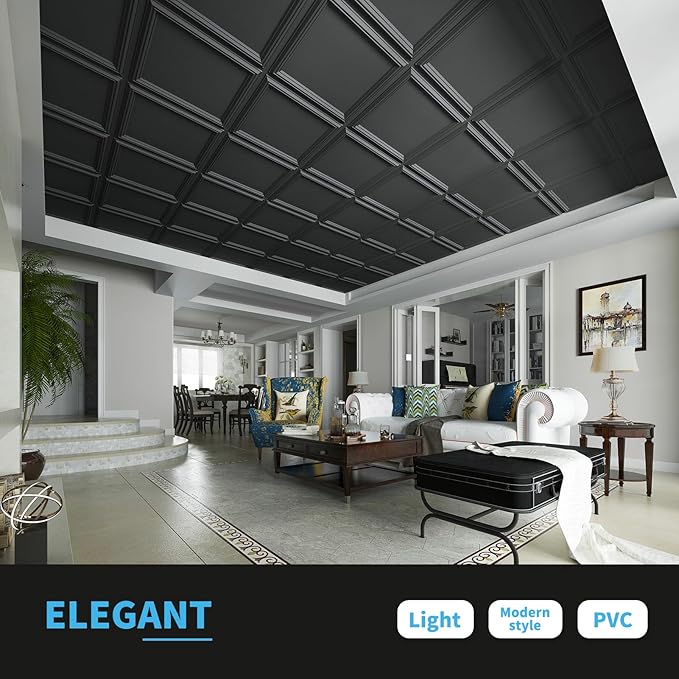 Art3d 24-Pack Drop Relief Ceiling Tiles